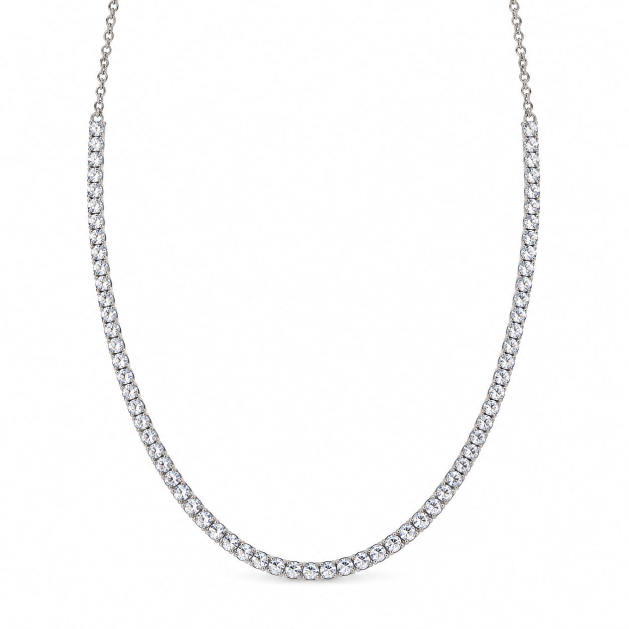 Gargantilha Riviera Cravejada com Zircônias Cristal em Prata 925